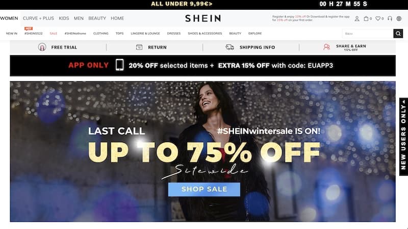 Up to 70% off at Shein